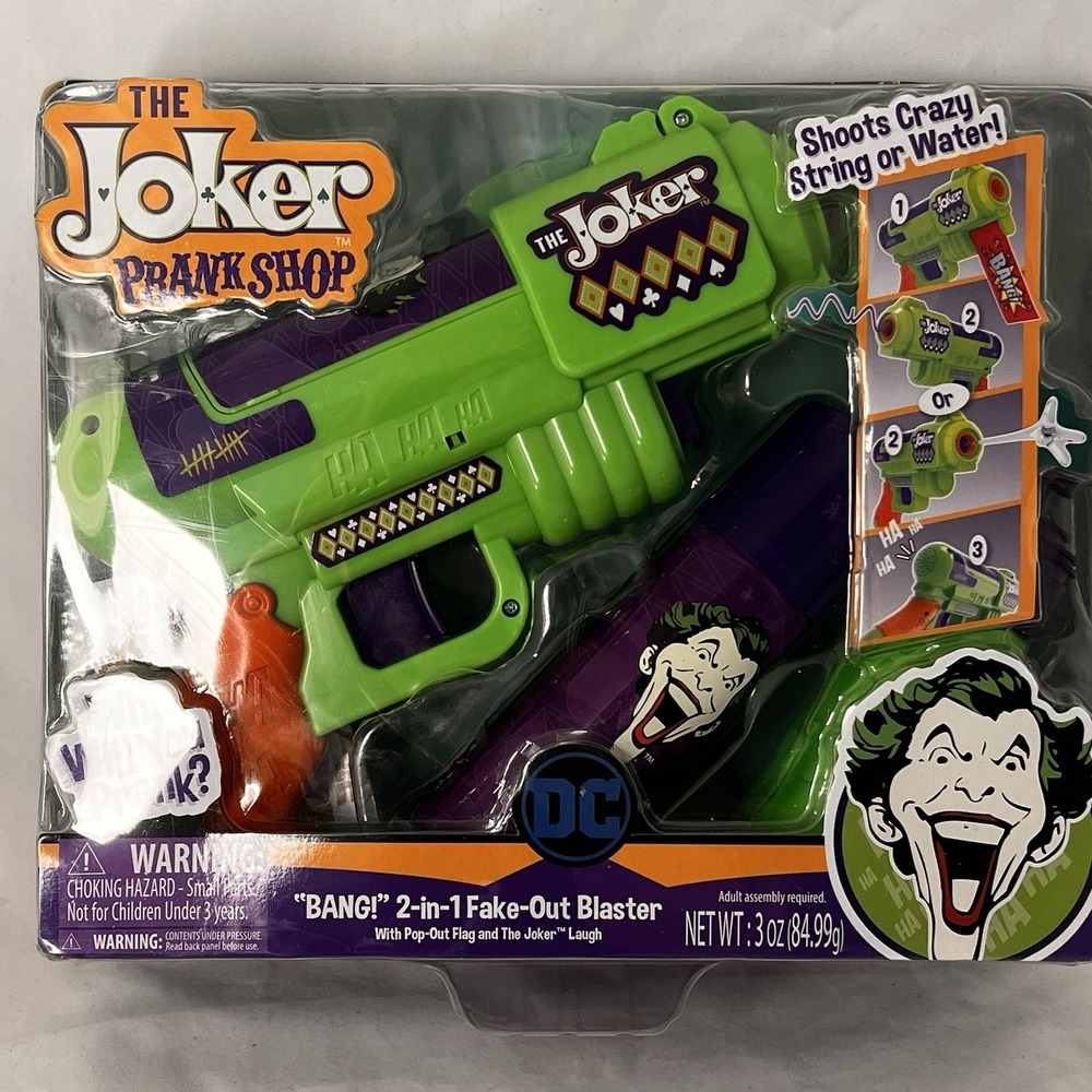 DC Joker Prank Shop BANG Fake Out Blaster Crazy String Water Gun NIB